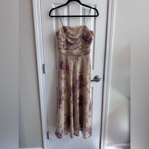 Vintage 90s Tea Length Floral Dress Size 3/4